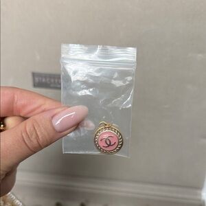CHANEL Pink and Gold Logo Charm
